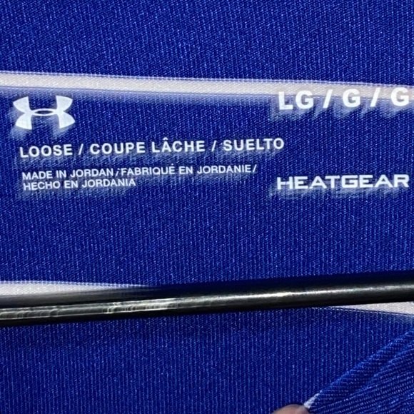 UNDER ARMOUR LOOSE HEATGEAR MENS LG Blue and Black Performance Polo Shirt. CLEAN - Picture 2 of 10
